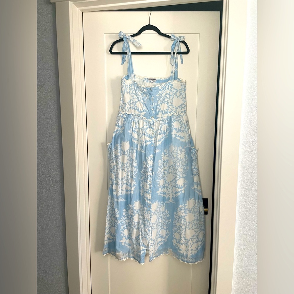Juliet Dunn Pale Blue Shoulder Tie Dress Size 1